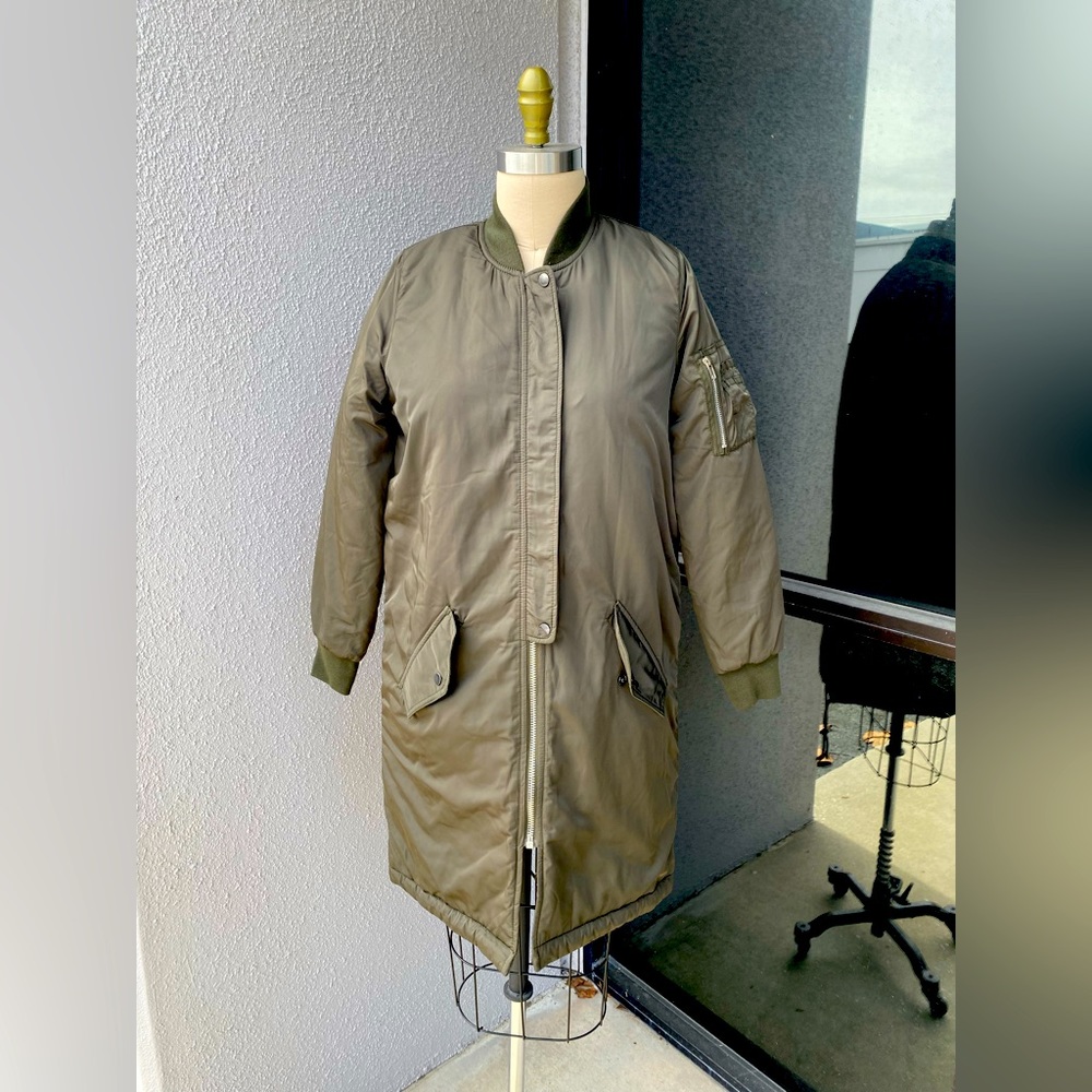 Long bomber olive green size Small